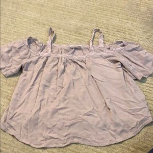 Off the shoulder taupe shirt